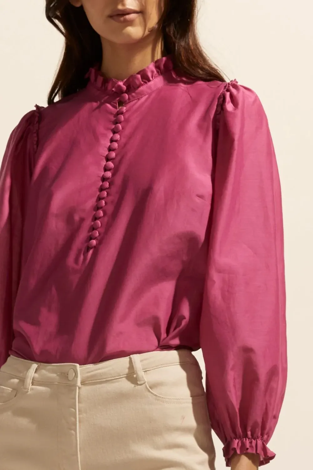 Context Magenta Silk Blend LS Top