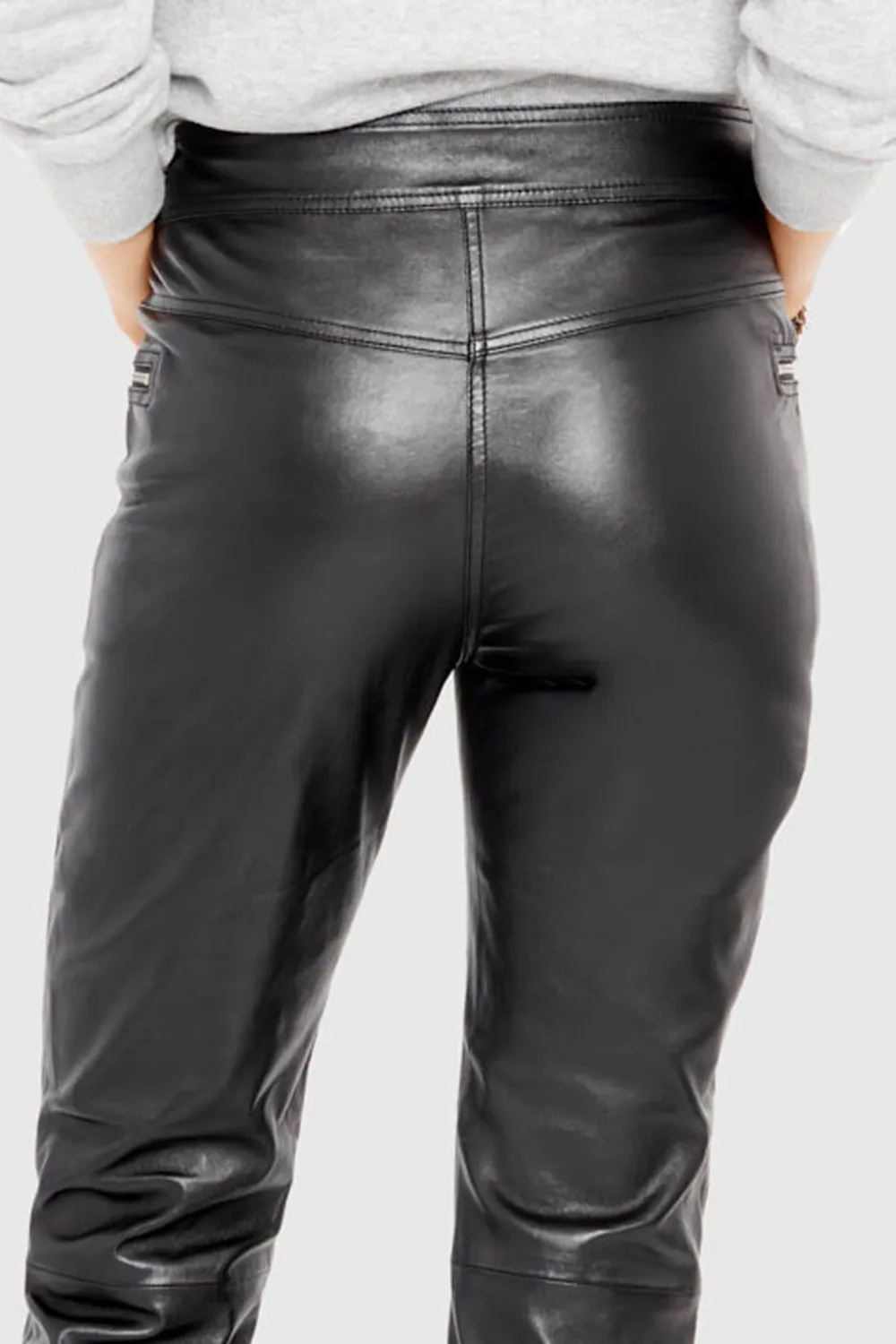 Black Motorcycle Style Leather Pants