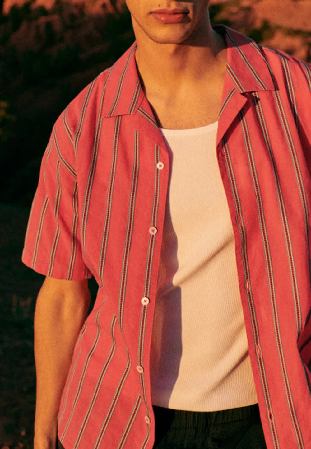 Holt Shirt-Coral Stripes