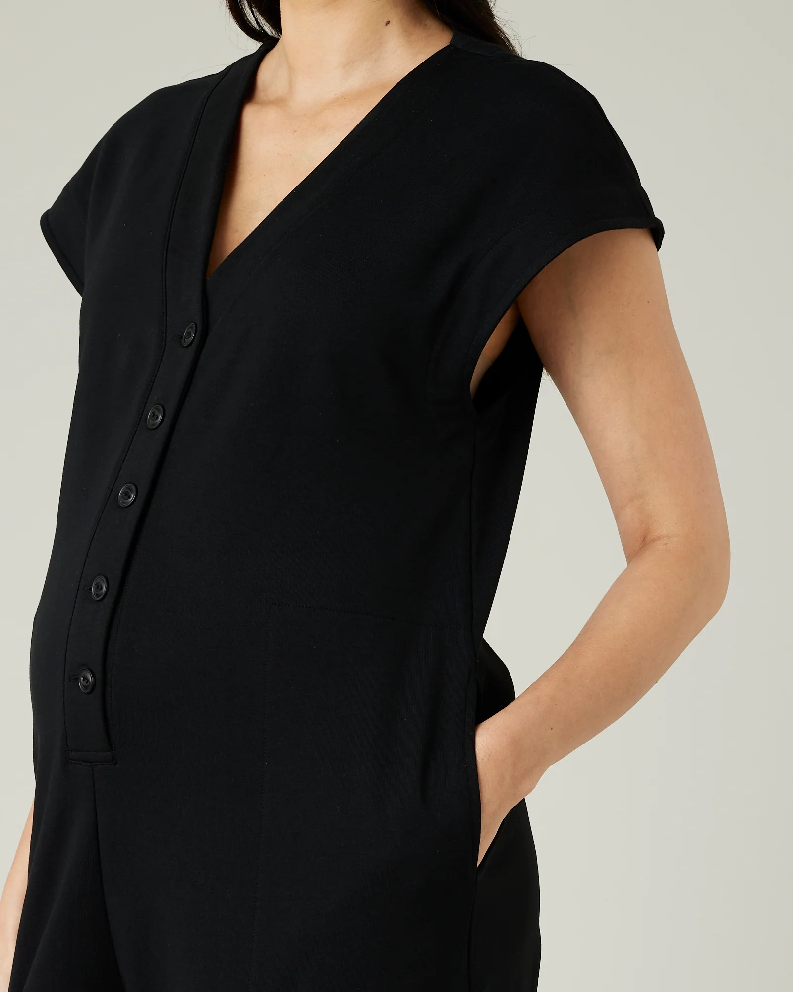 BLACK COTTON JERSEY JUMPSUIT