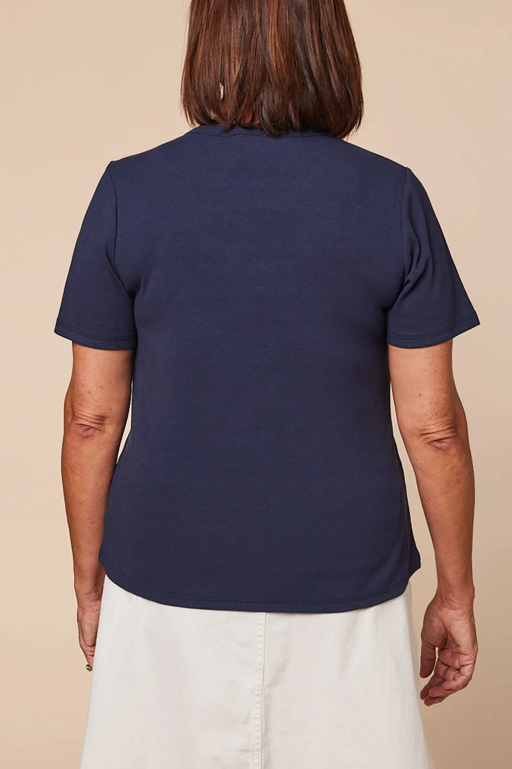 Adrift Ribbed Tee In Navy