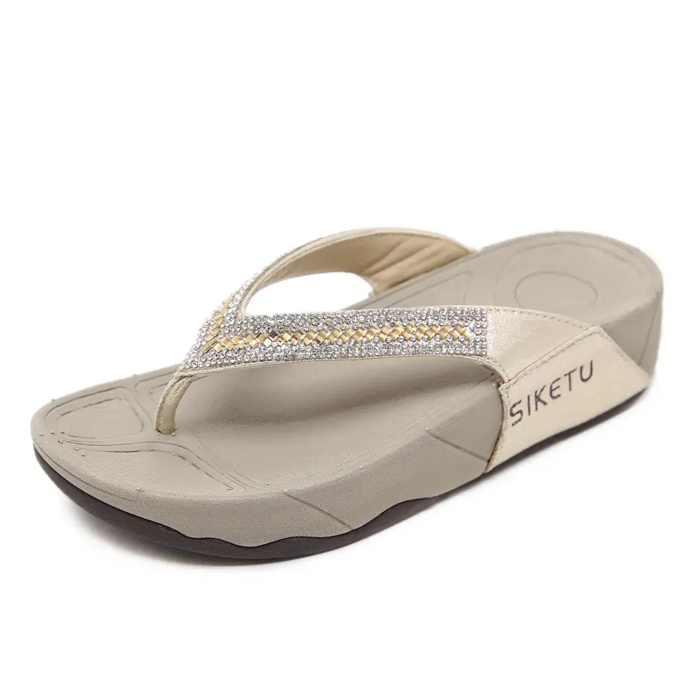 Cilool Crystal Diamond Bling Beach Comfort Sandals