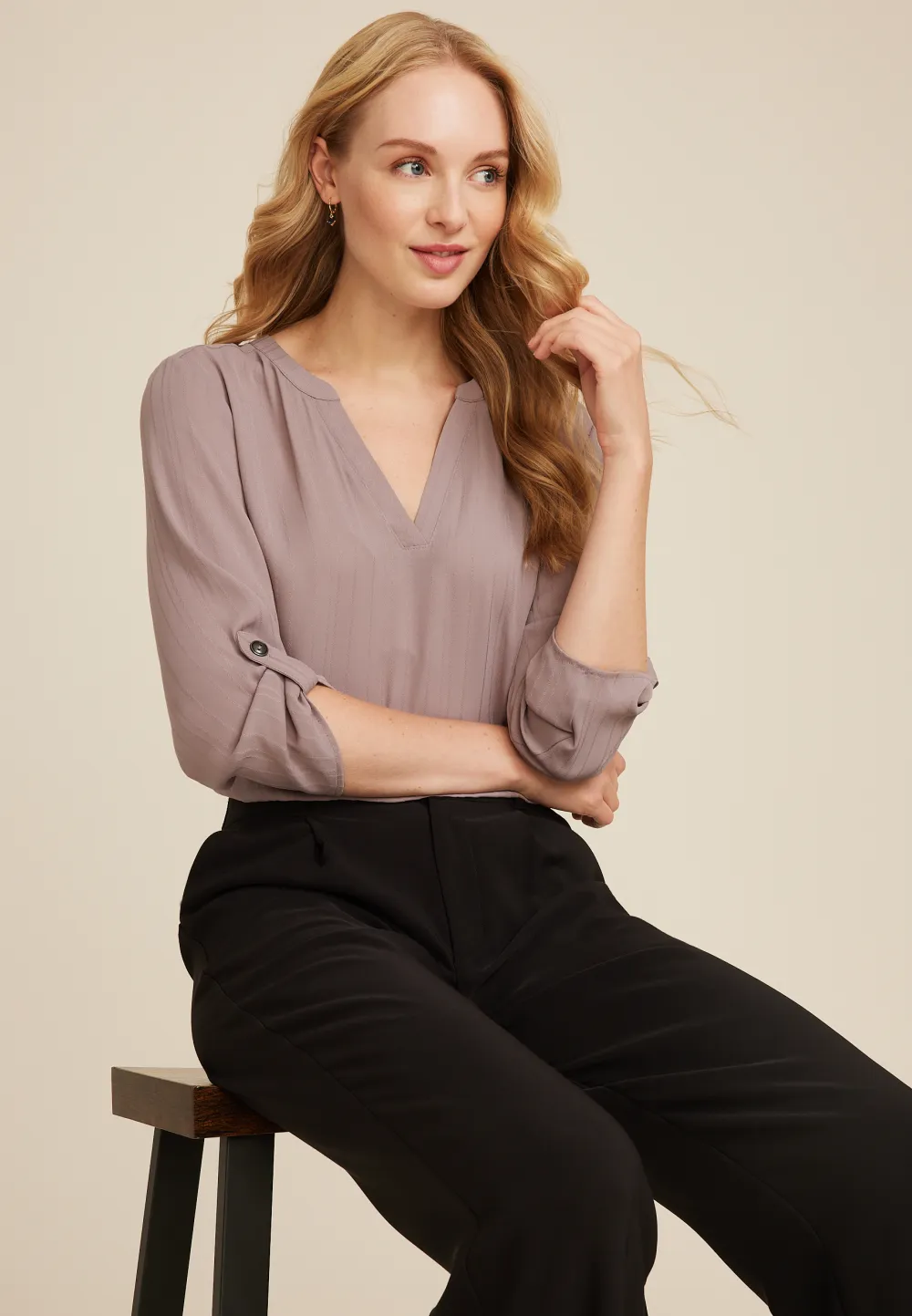 Atwood 3/4 Sleeve Popover Blouse