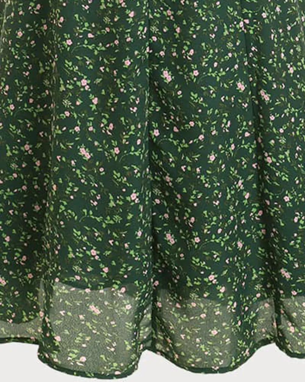 Green Floral Print Suspender Dress