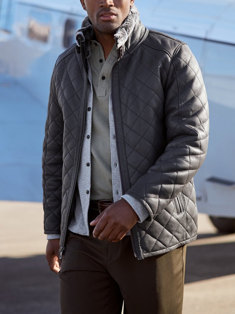 Men's quilted sheepskin jacket