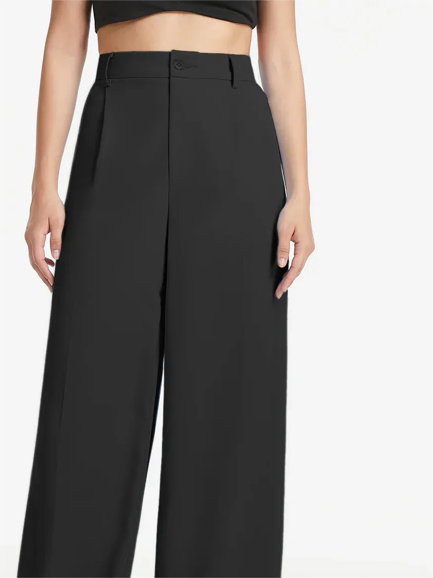 High Waisted Wide Leg Relaxed Fit Trousers