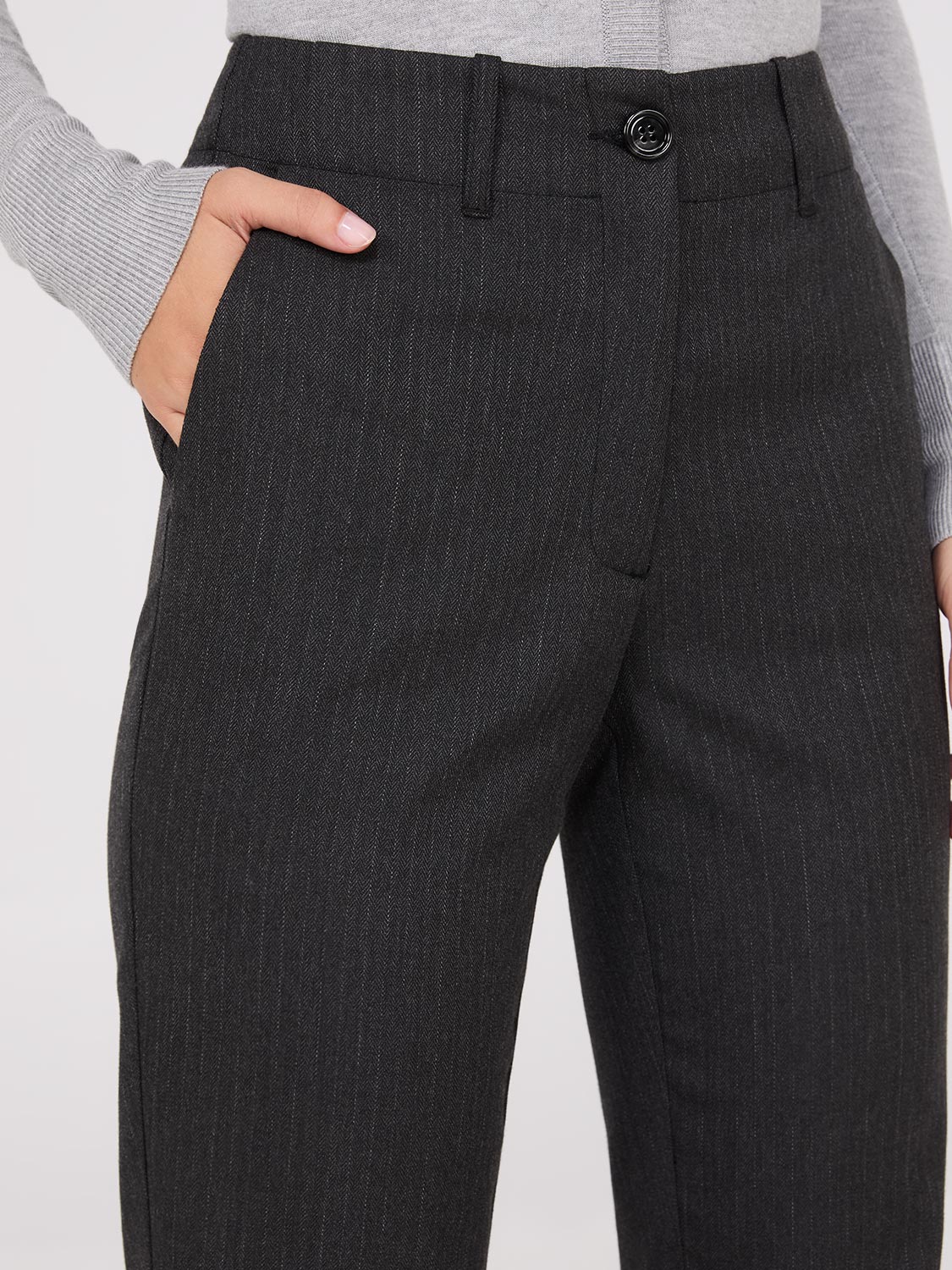 Herringbone Straight Leg Pants