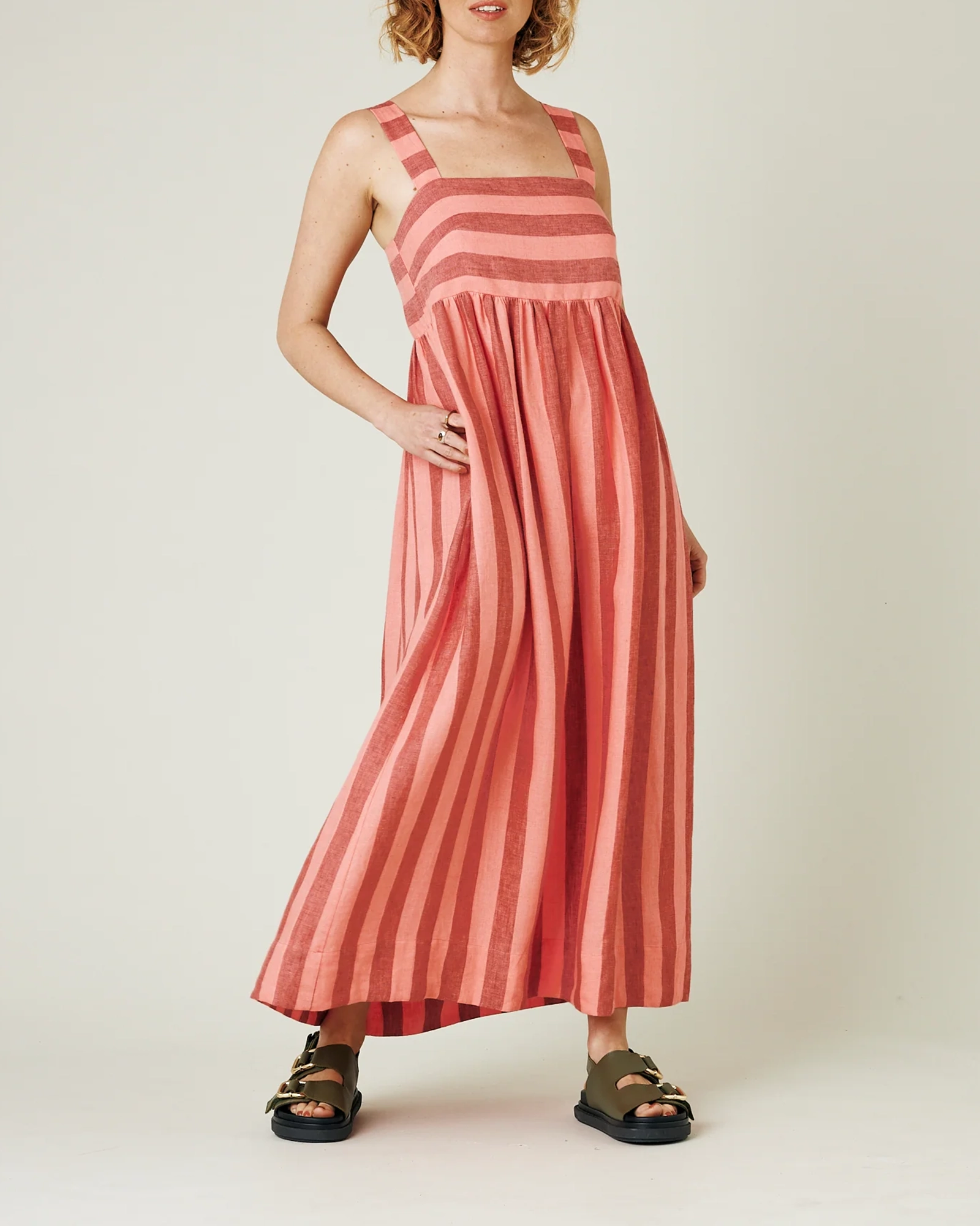 BLUSH STRIPE LINEN DRESS