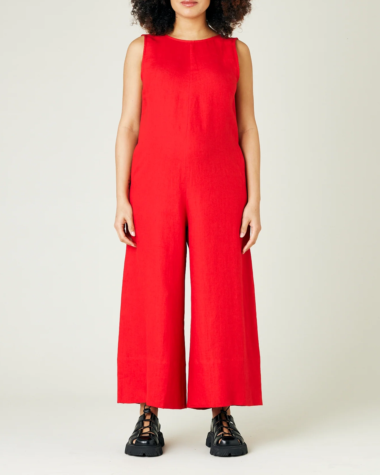 RED LINEN JUMPSUIT