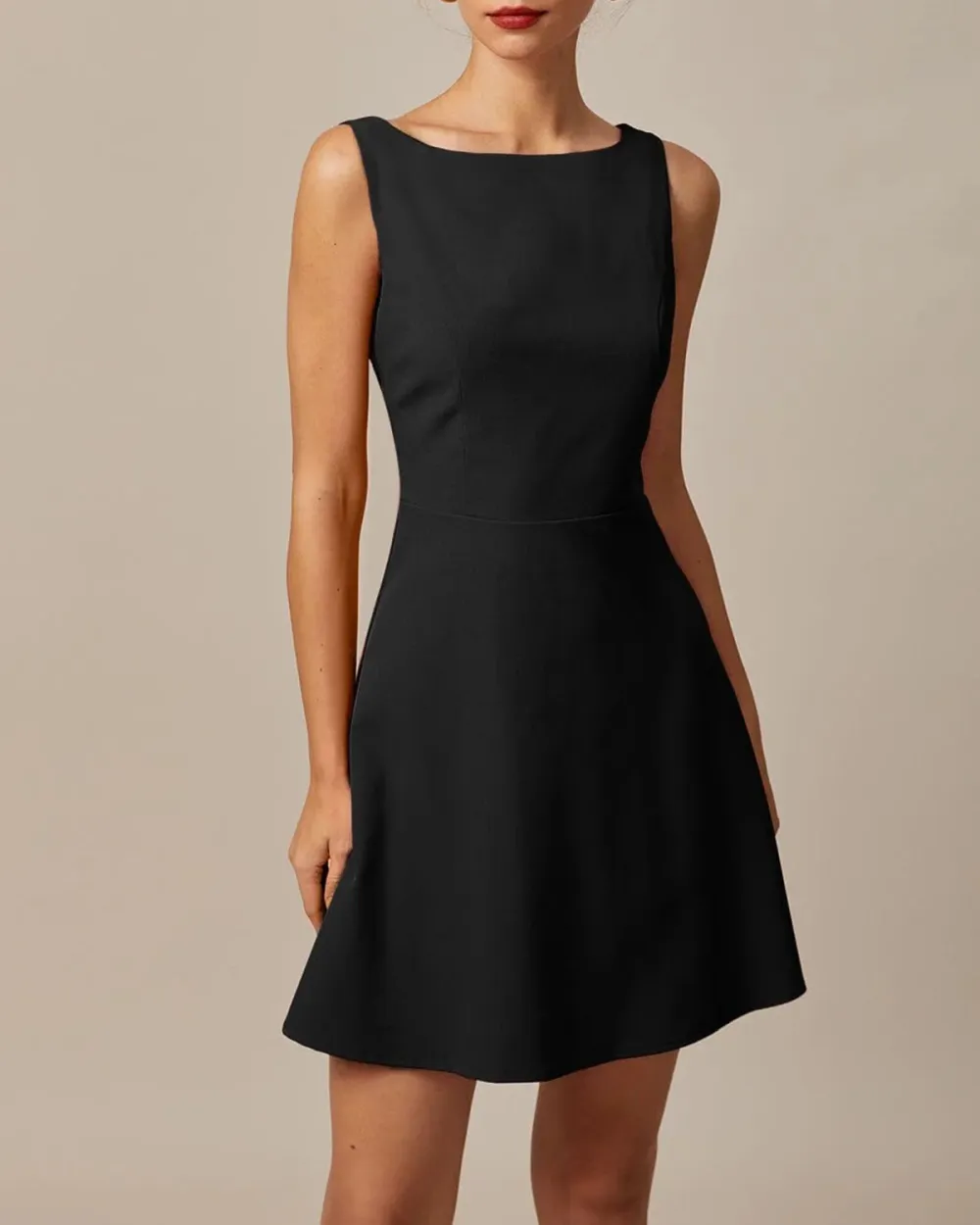 Black deep v back dress