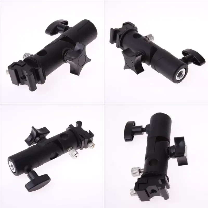 E Type Universal Metal Flash Hot Shoe Speedlite Umbrella Holder Light Stand Detachable Rotating Lamp Bracket E-Bracket