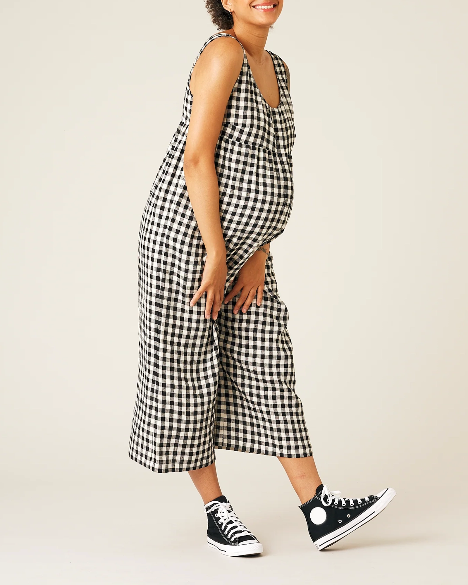 BLACK AND WHITE GINGHAM JUMPSUIT