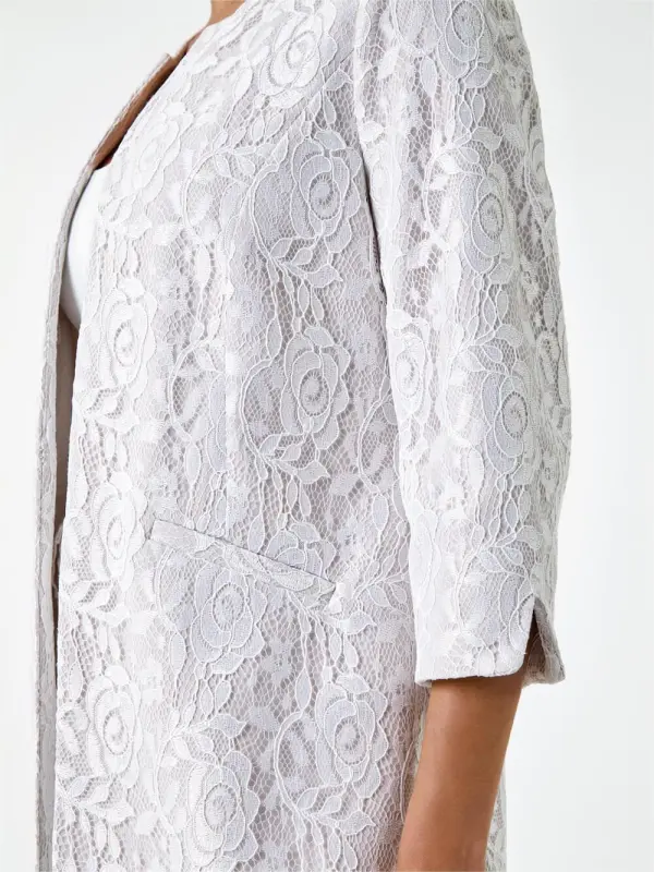 Ivory Lace Longline Formal Jacket