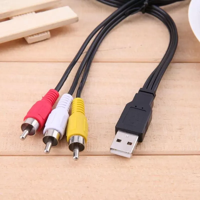 1.5M 5ft USB 2.0 to 3 RCA Cable Male To Male AV Audio Adapter Cord for AV equipment to HDD player