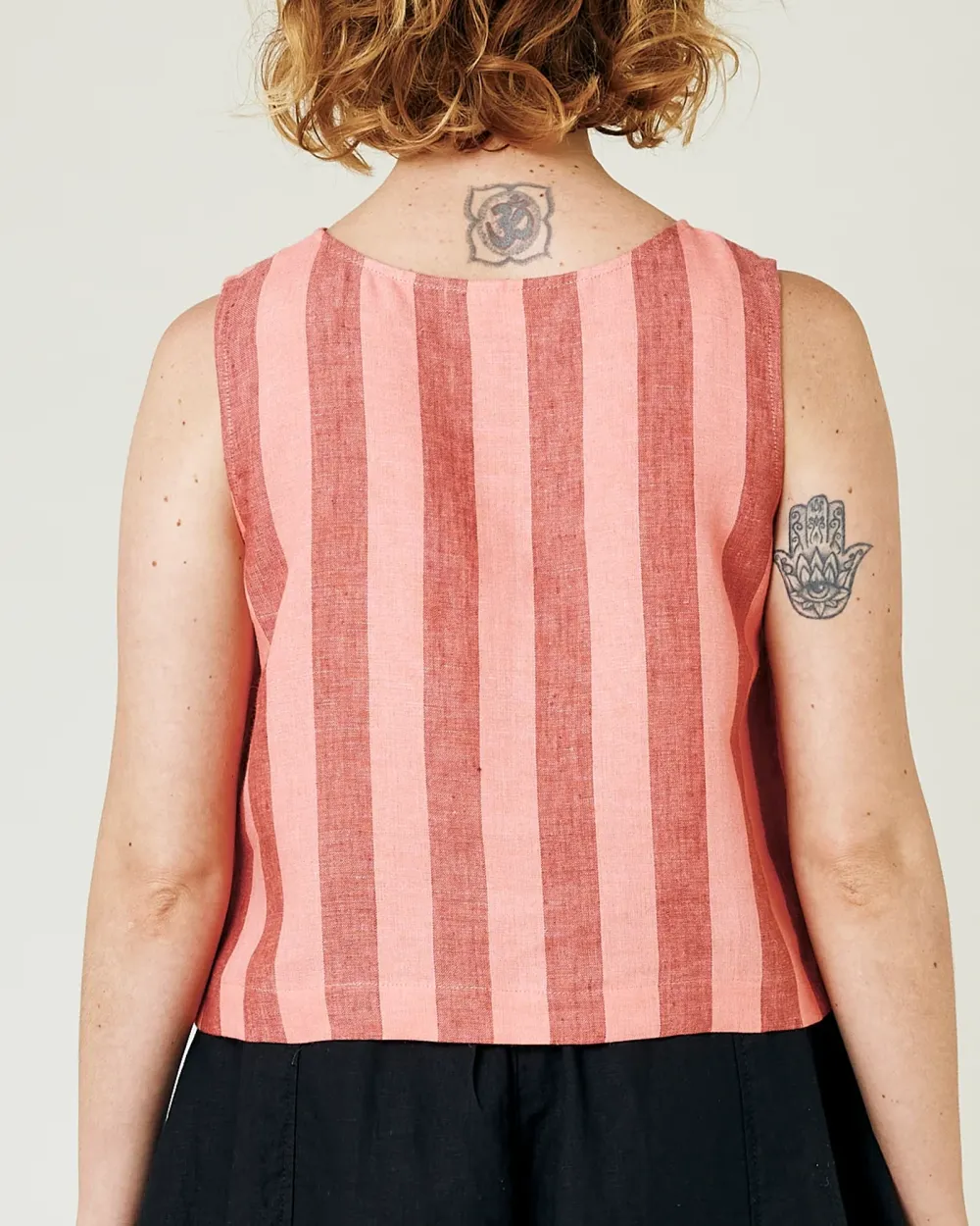 BLUSH STRIPE LINEN TOP