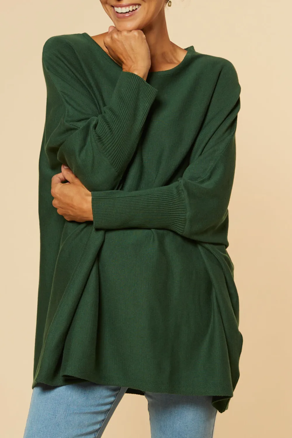 Mia Oversized Jumper In Forest