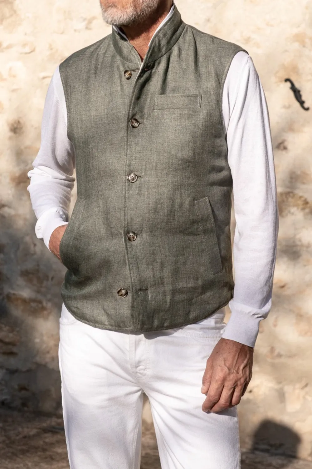 SAGE LINEN REVERSIBLE DOWN VEST