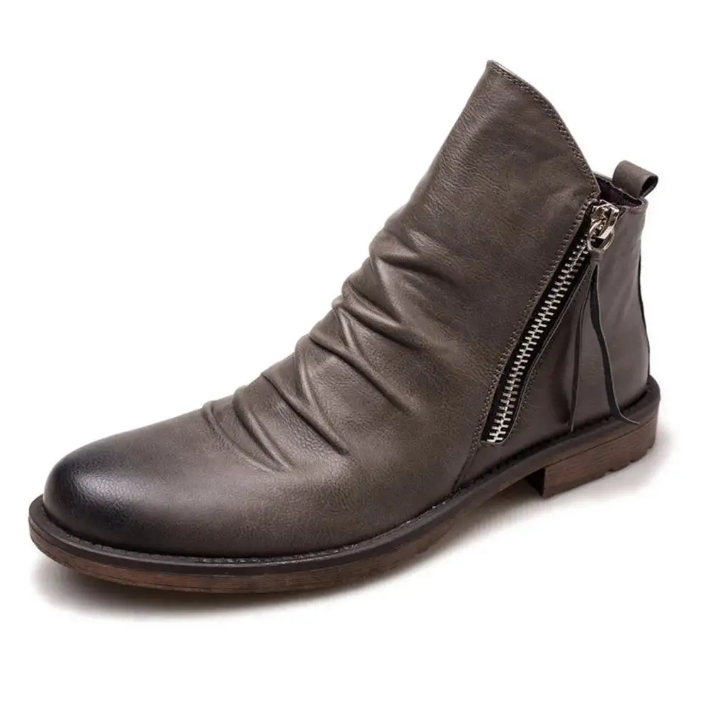 Italian Hand-Embossed Genuine Leather Chelsea Boots