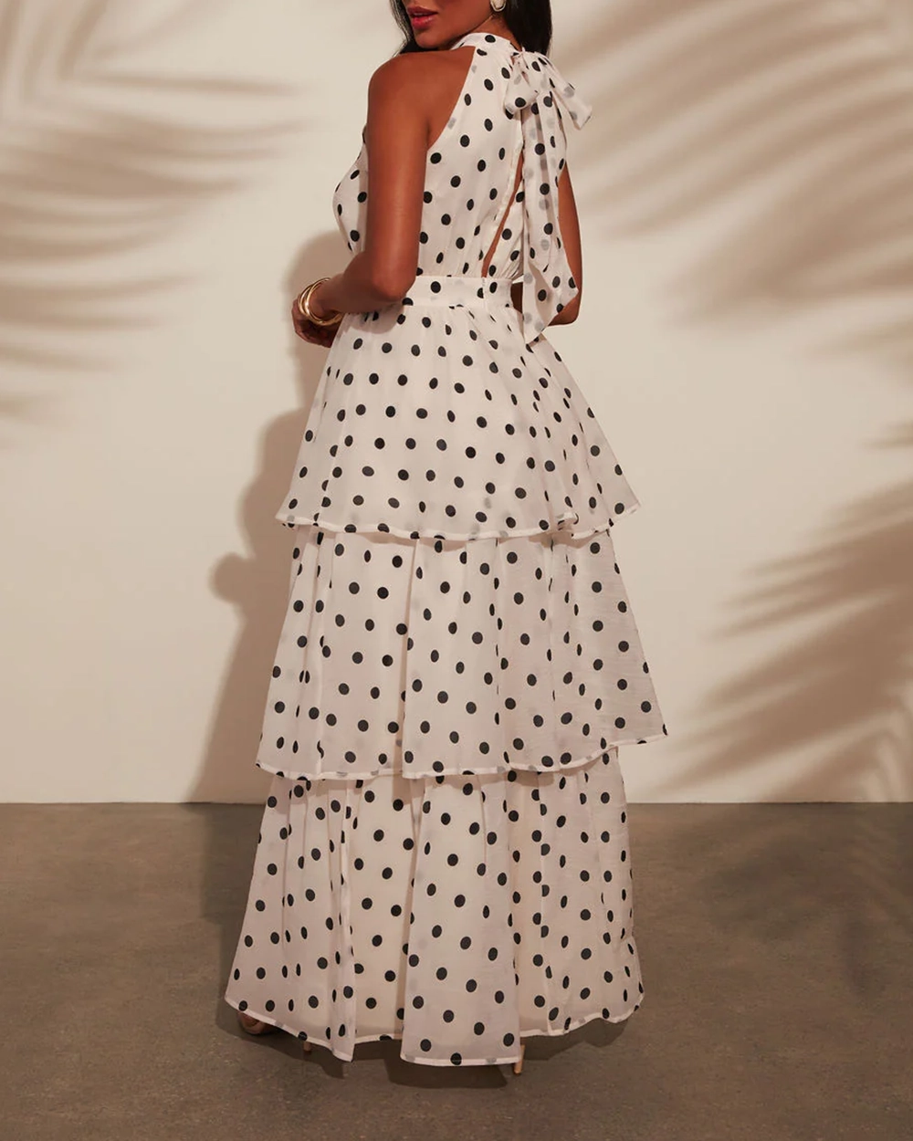 Spanish Riviera Polka Dot Tiered Maxi Dress