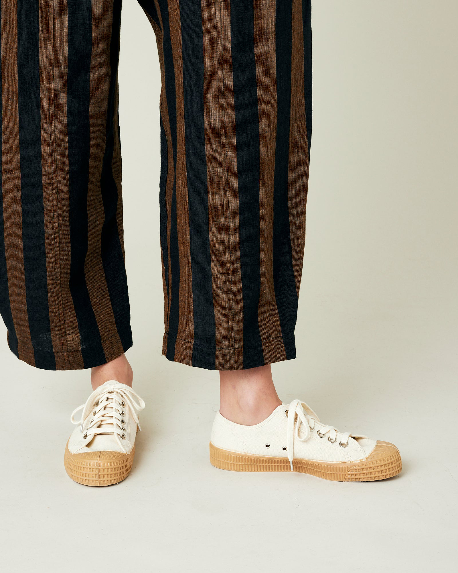 RUST AND BLACK STRIPE LINEN TROUSERS