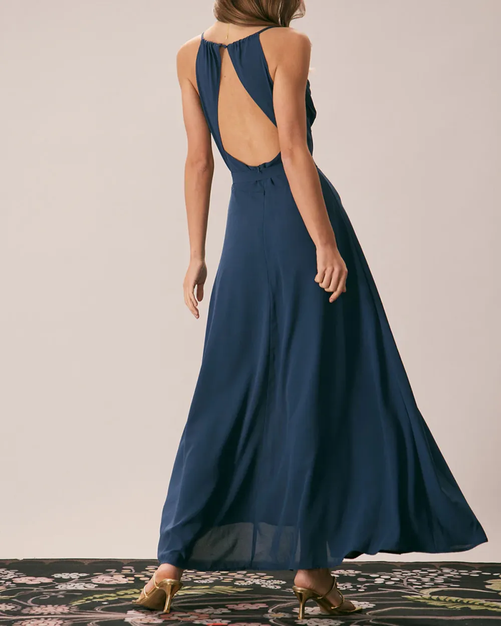 Royal blue dress with cut-out back