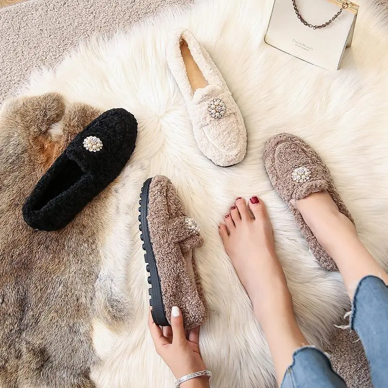 Cilool Furry Flats Loafers Fu63