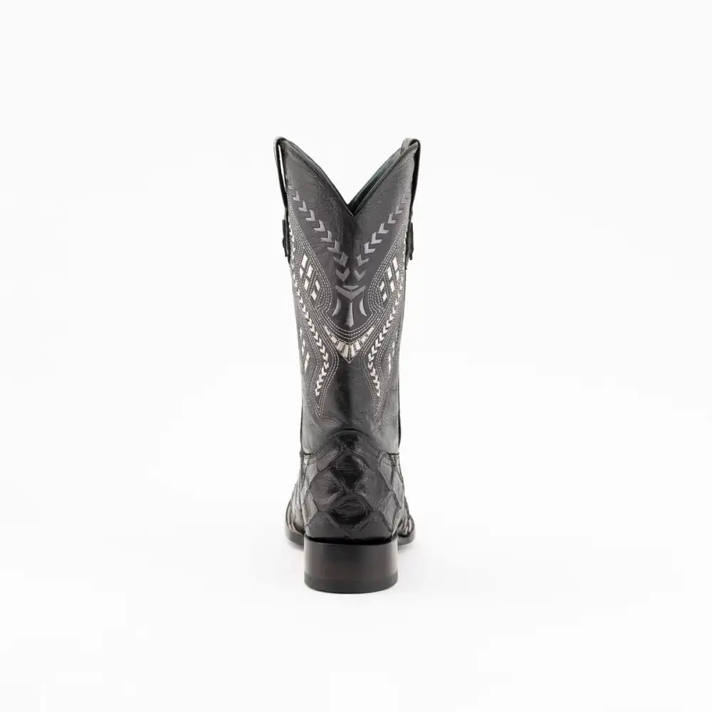 Men's  Bronco Pirarucu Print Boots Handcrafted Black