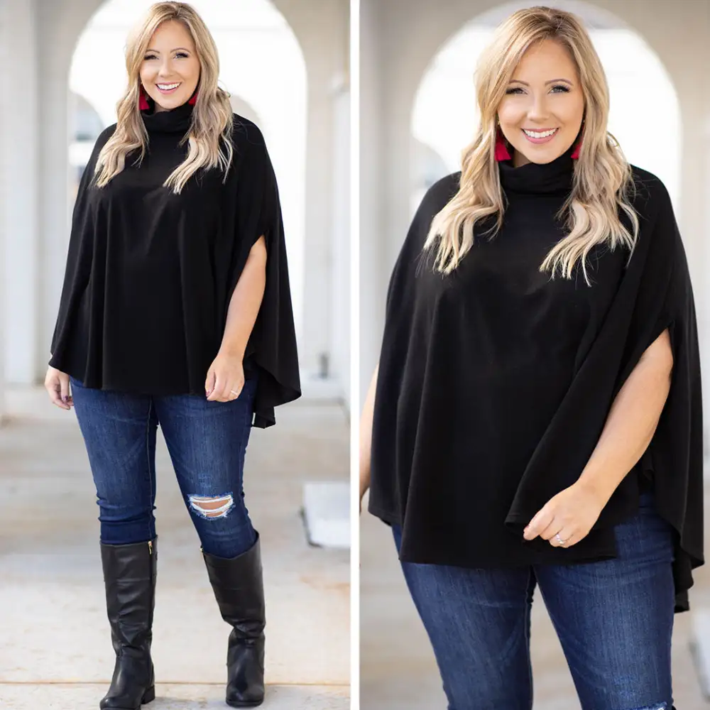 Gracious Love Poncho, Black