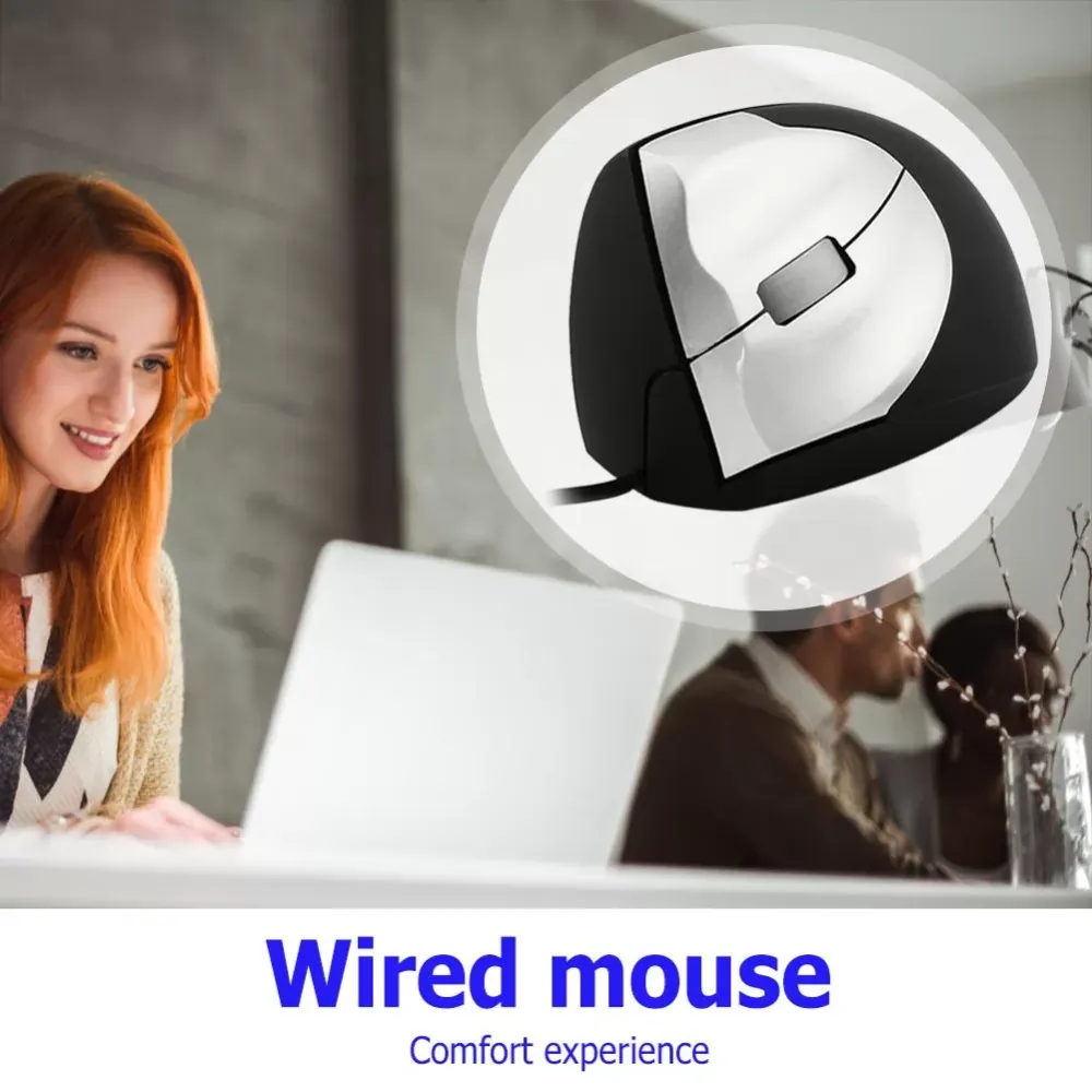 Durable Wired Mouse Classic Delicate 3 Buttons USB Wired 1000 DPI Optical Vertical Office Mouse for Desktop Laptop