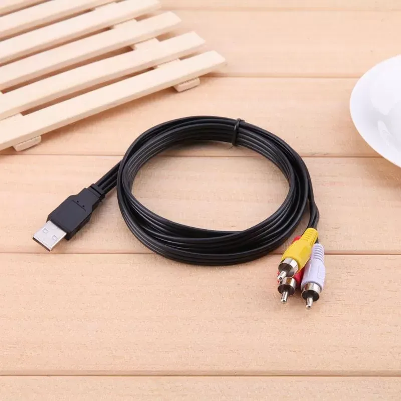 1.5M 5ft USB 2.0 to 3 RCA Cable Male To Male AV Audio Adapter Cord for AV equipment to HDD player