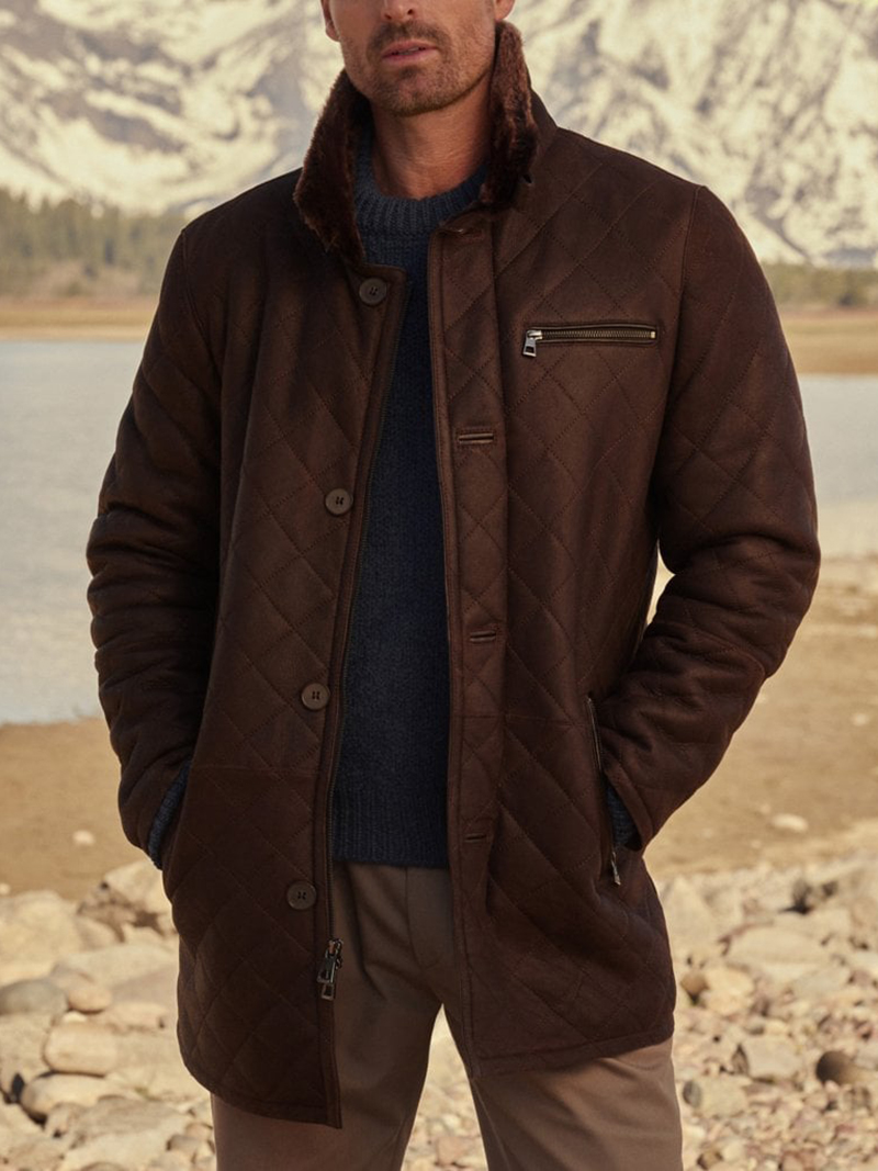 Men's quilted sheepskin coat