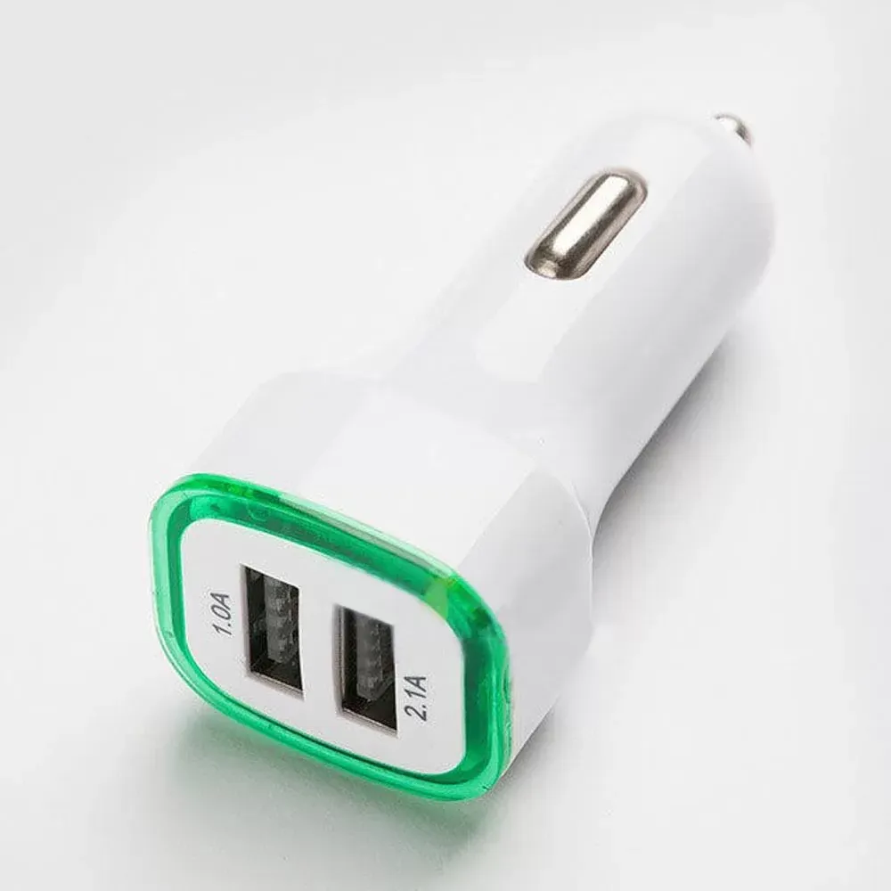 5V 2.1A LED USB Dual 2 Port Adapter Socket Car Charger For Iphone/Samsung/HTC Wholesale Mixed