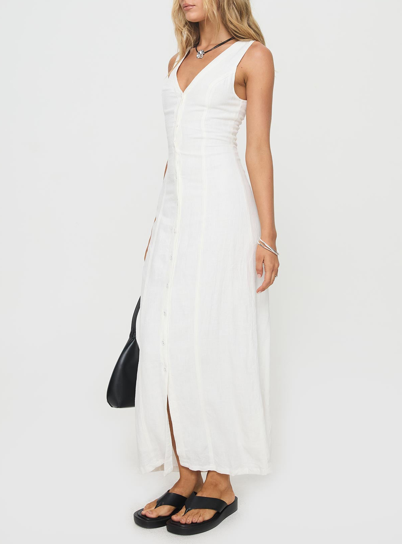 Summer Season Linen Blend Maxi Dress White