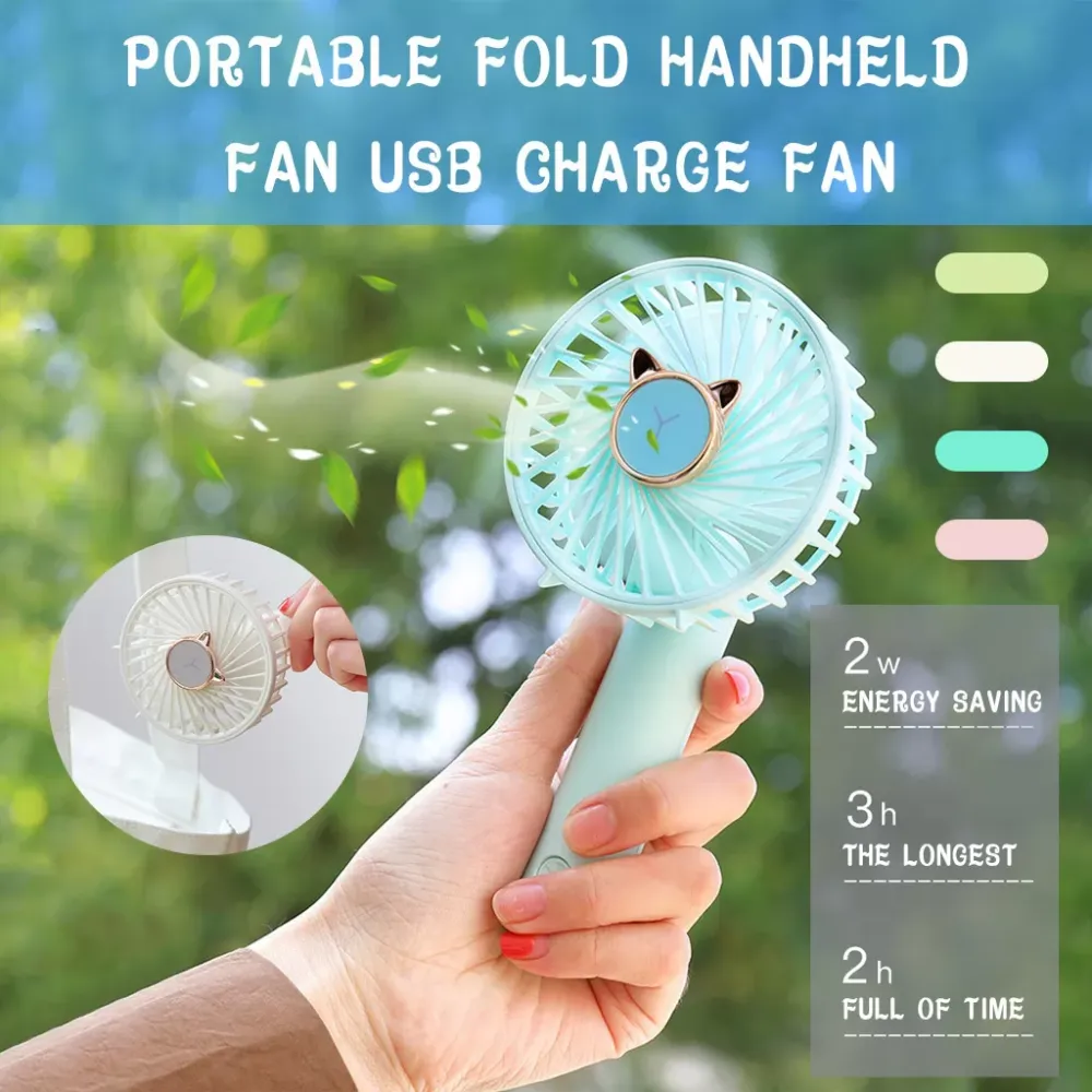 Low Noise Smart Home Portable Handheld Multi-function Mini Fan Summer Cool USB Charge Fan Speed Adjustable 3 Speed Hanging Fan