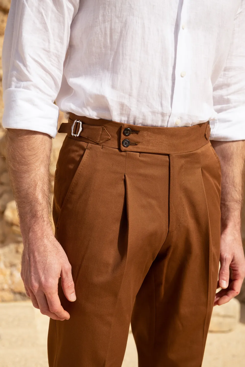 Cognac Cotton Trousers 