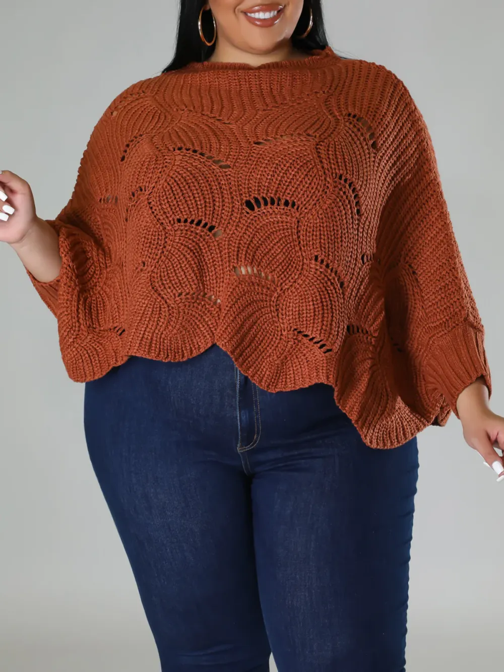 Plus-Size Fashion Women'S Knitted Pullover