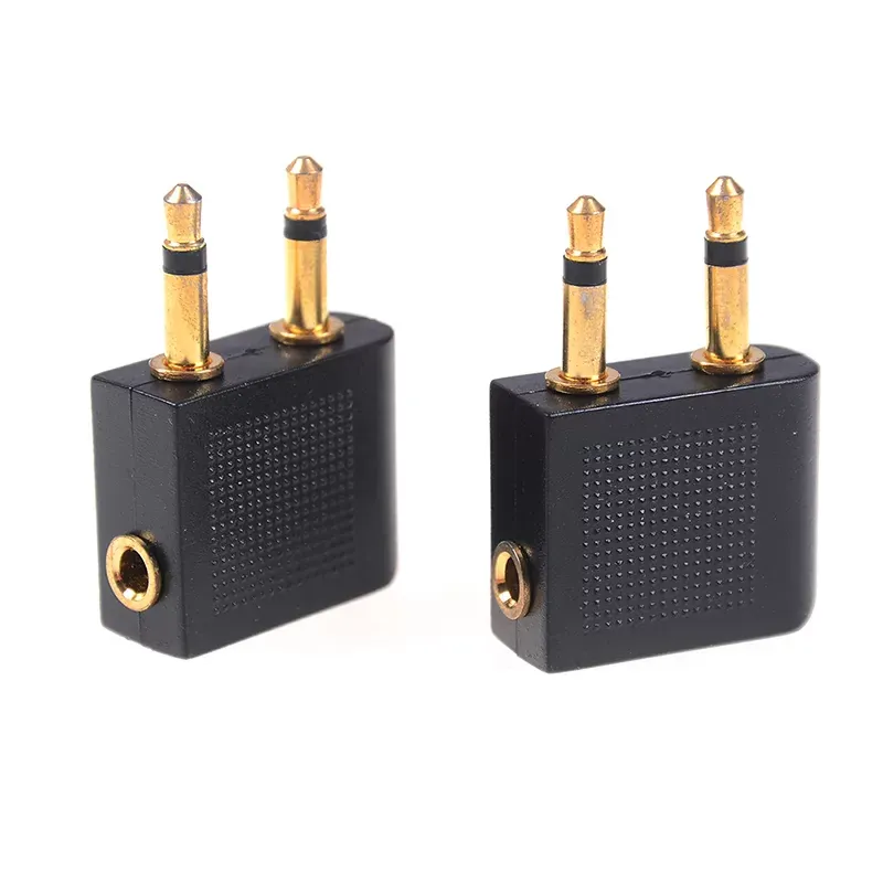 Airplane Travel Accessories Golden Plated 3.5MM 1/8 Flight Headphone Adapter Airline Headset Plug Jack Audio Converter Splitter Plane Earphone Adaptor