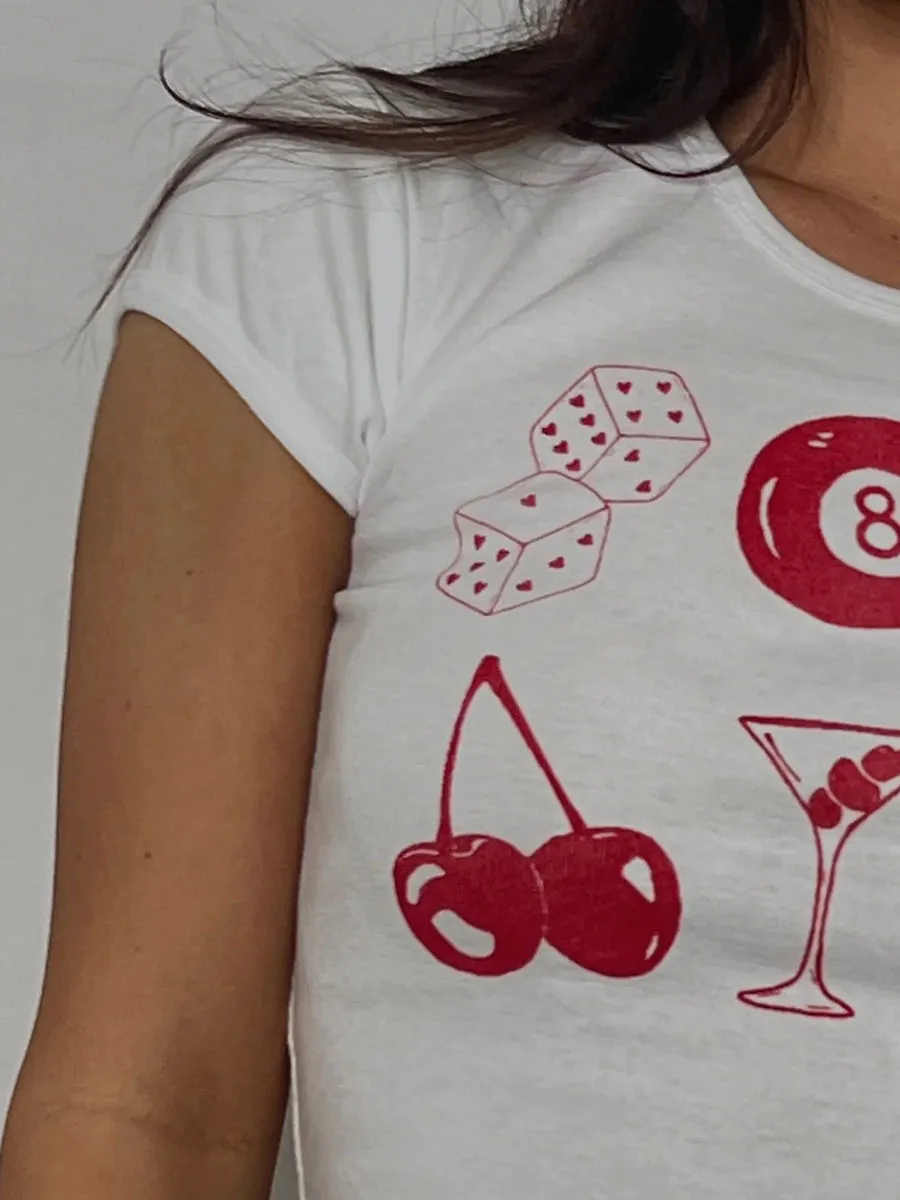 Lucky Baby Tee- Cherry Red