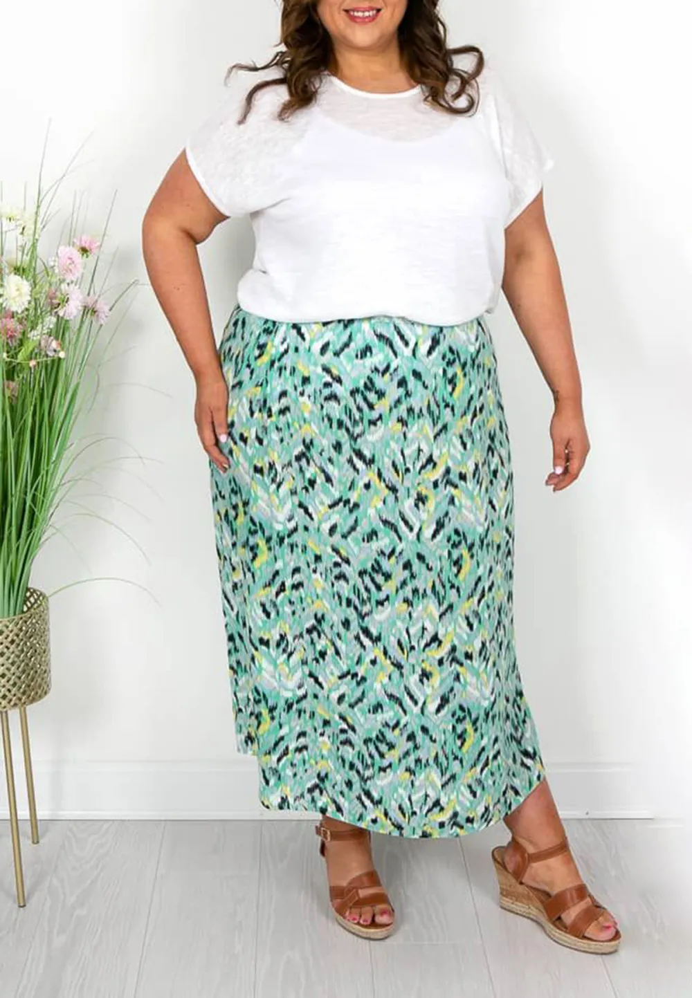 Sea Green and Navy Speck Skirt