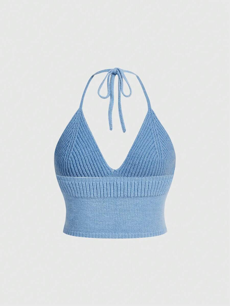 Kawaii Knitted Top With Cloud Print And Hanging Straps