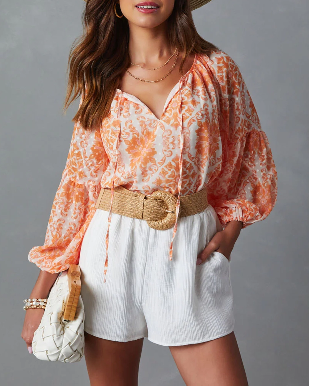 Mariana Puff Sleeve Printed Blouse