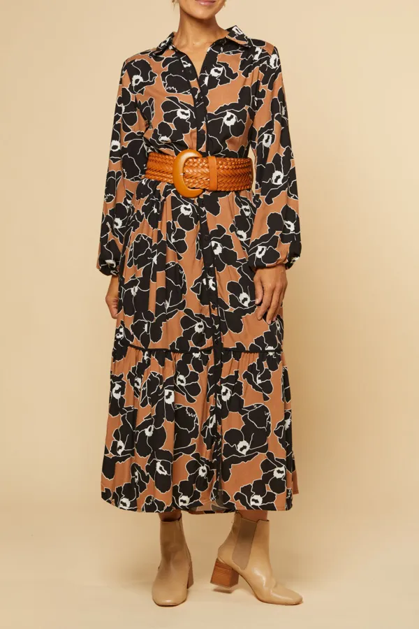 Ginette Billow Sleeve Maxi Dress in Autumn Lily