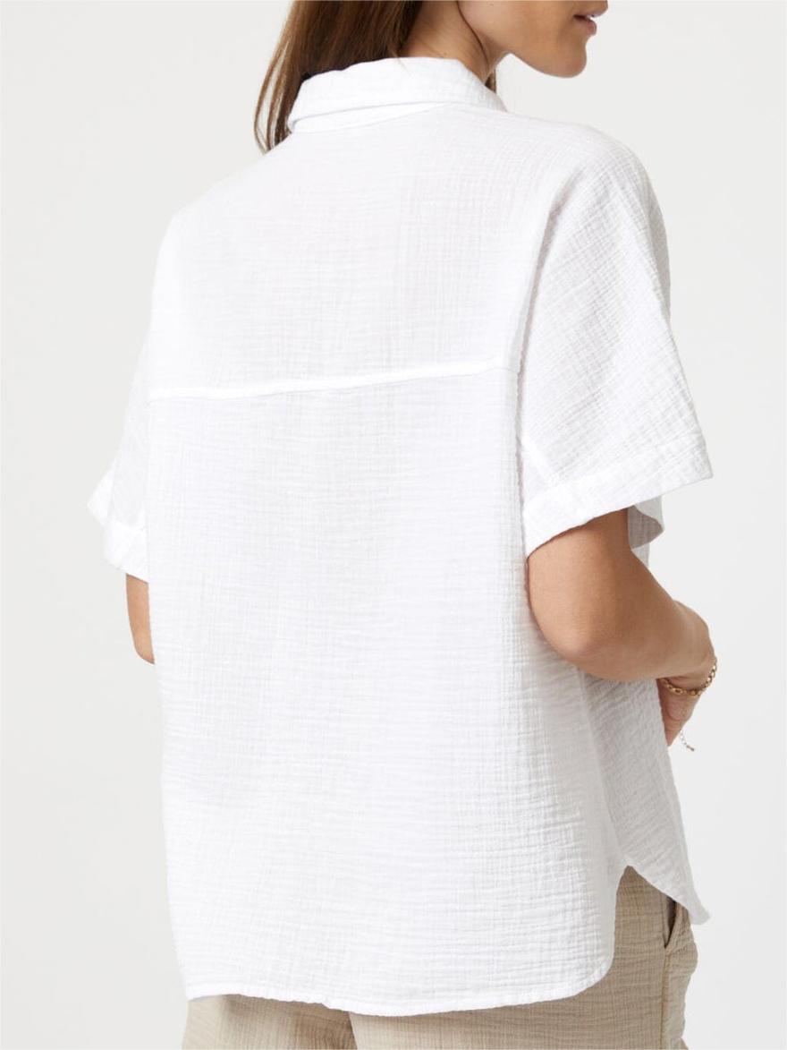 Gauze Short Sleeve White Shirt