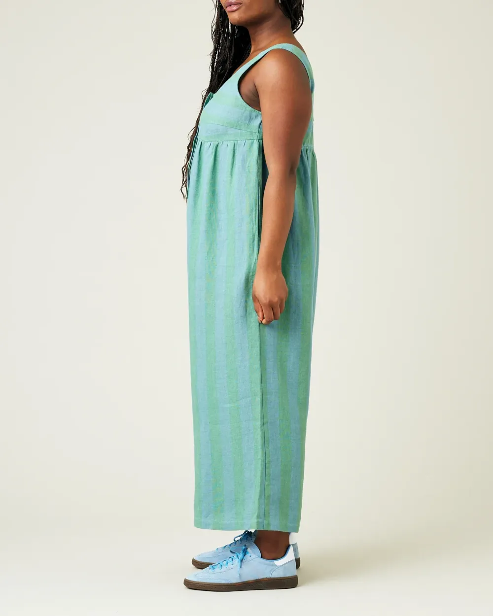 OCEAN STRIPE LINEN JUMPSUIT