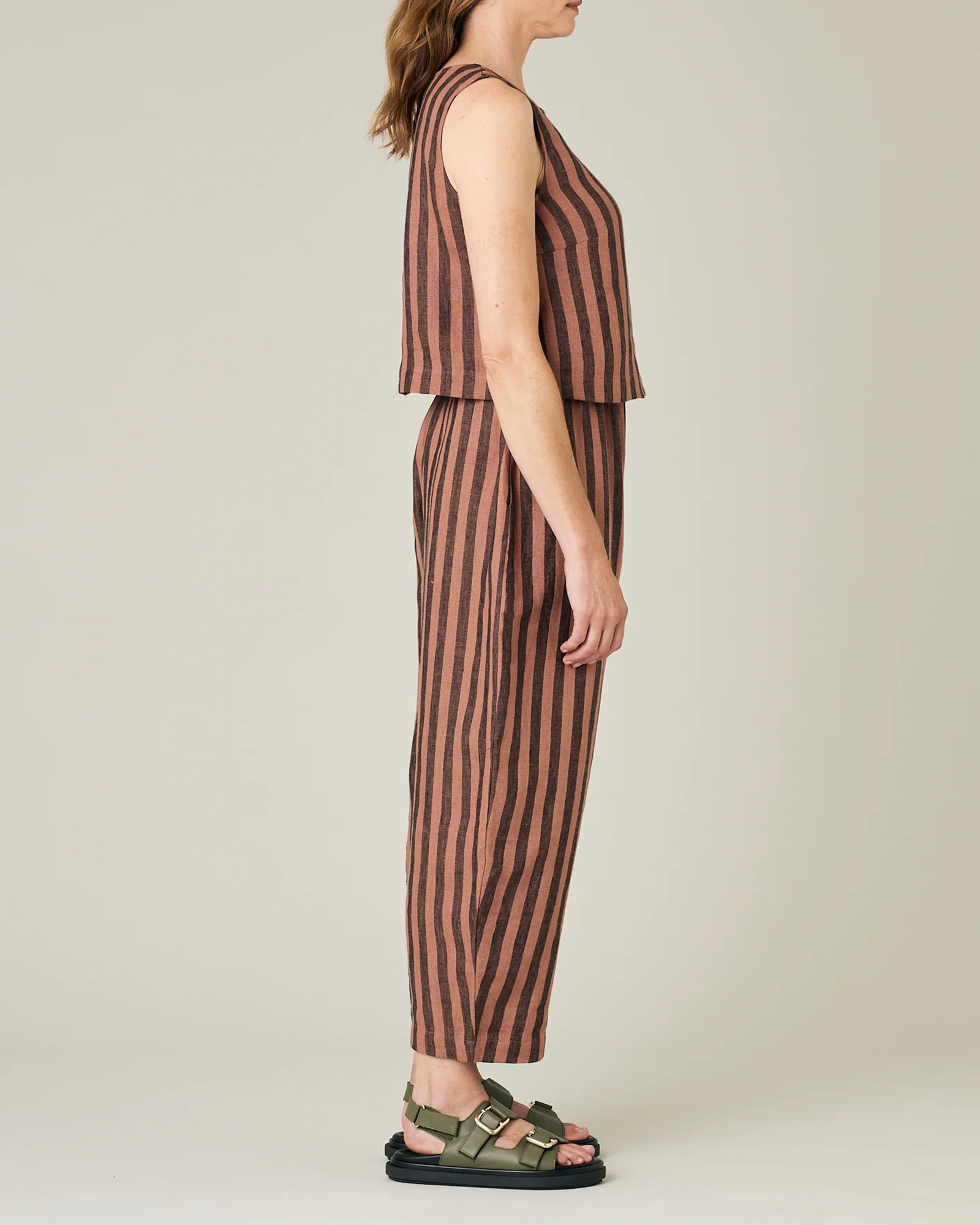 BISCUIT STRIPE LINEN TROUSERS