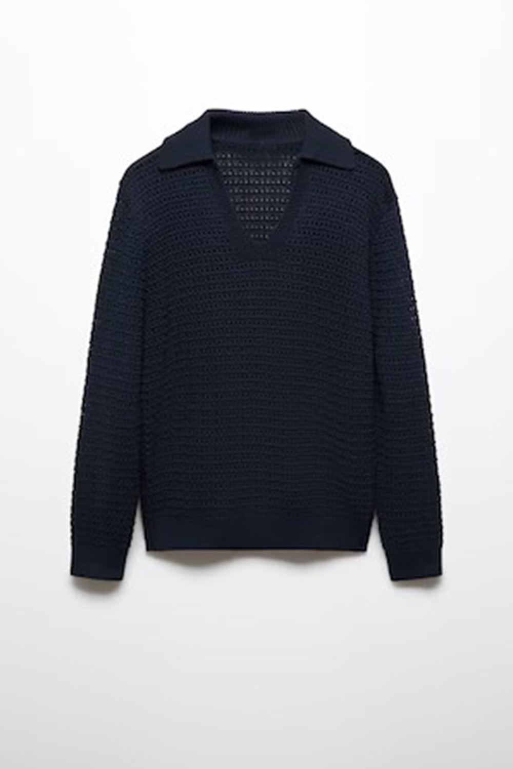 Openwork knit polo neck sweater