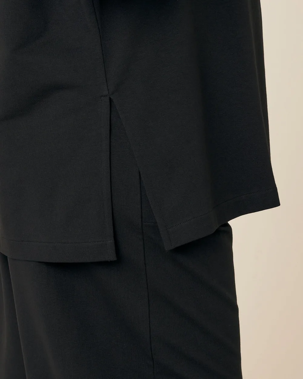 BLACK COTTON JERSEY TROUSERS