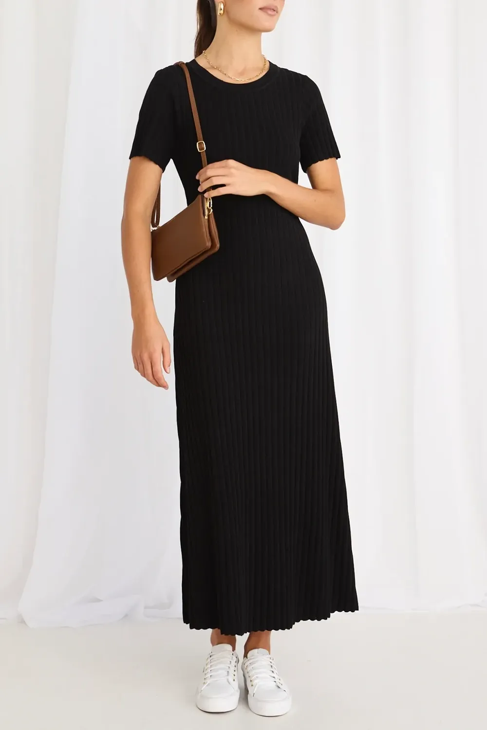 Taken Black Crew Neck SS Knit Dress