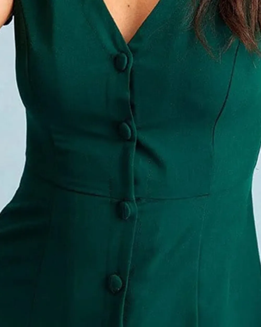 Dark green v-neck suit dress