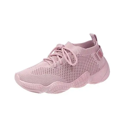 Mesh Sneakers Women Lace Up Stretch Fabric Platform Flat Vulcanized Breathable Fashion Casual Shoes Women